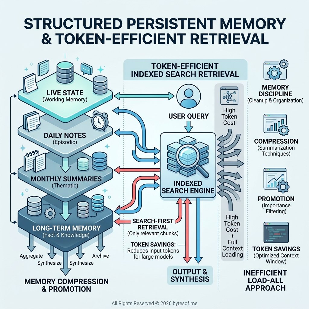 Persistent memory only works when retrieval is selective, layered, and cheap enough to use.